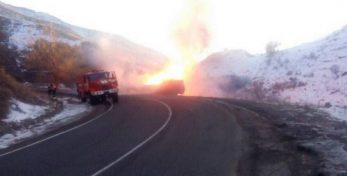 Գազատար մեքենան շրջվել և այրվել   է   Ախալքալաք -Ախալցիխե  ճանապարհին