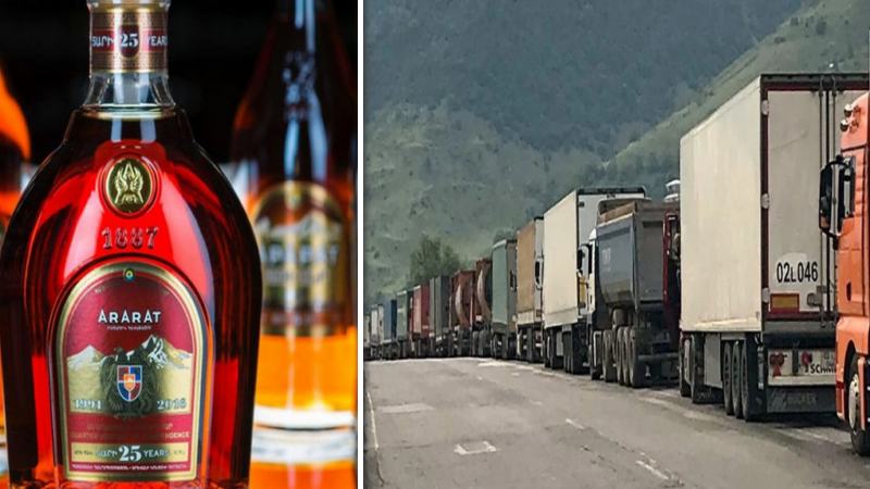 Վրաց-ռուսական սահմանը հատել և ՌԴ է մտել հայկական կոնյակով բեռնված 106 բեռնատար