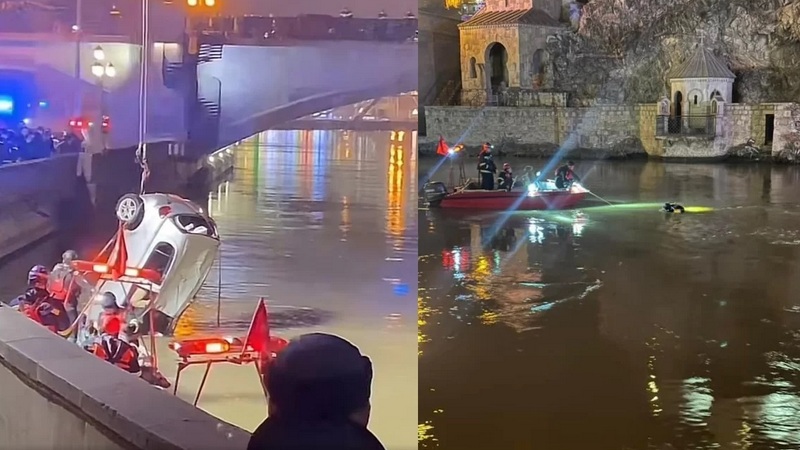 Машина упала в реку с моста в центре Тбилиси, один человек погиб