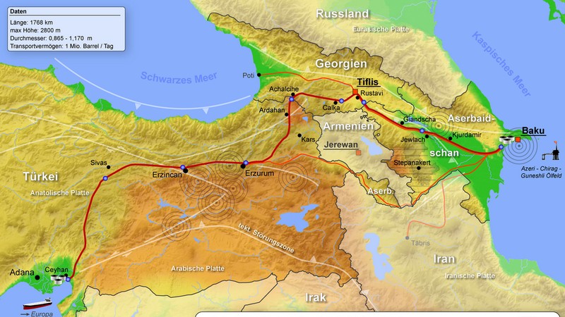 Объем поставок нефти по трубопроводу Баку-Тбилиси-Джейхан достиг 500 млн тонн
