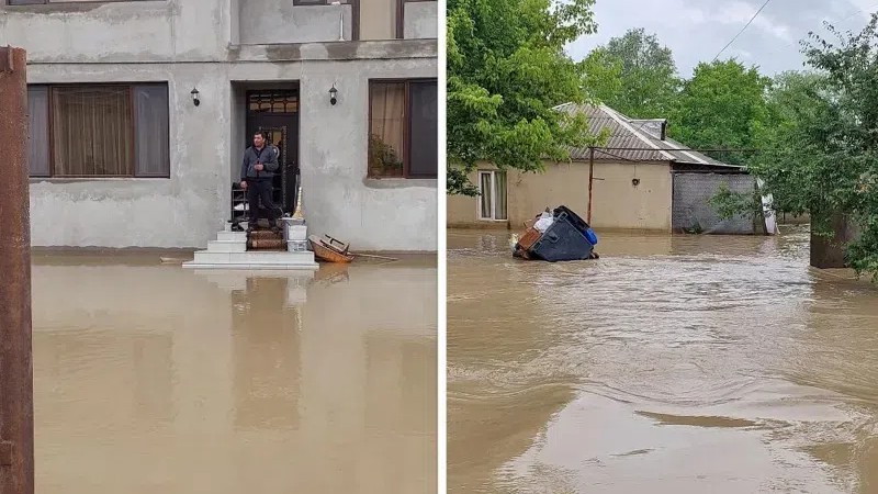 В результате сильного дождя затоплены дома в Марнеули