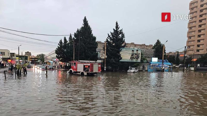 В результате сильного дождя в Рустави затопило несколько улиц [фото]