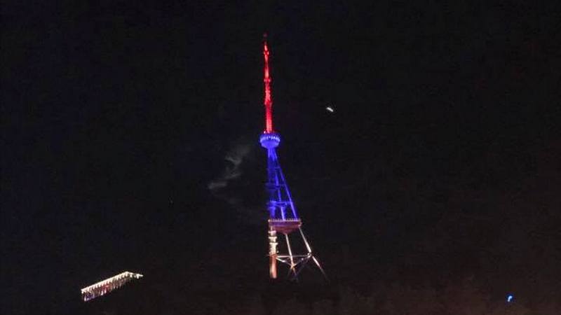 Тбилисская телебашня освещена в цвета флага ЕС