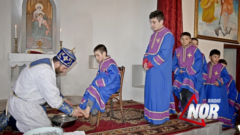 Обряд омовения ног в Ниноцминде на Чистый Четверг