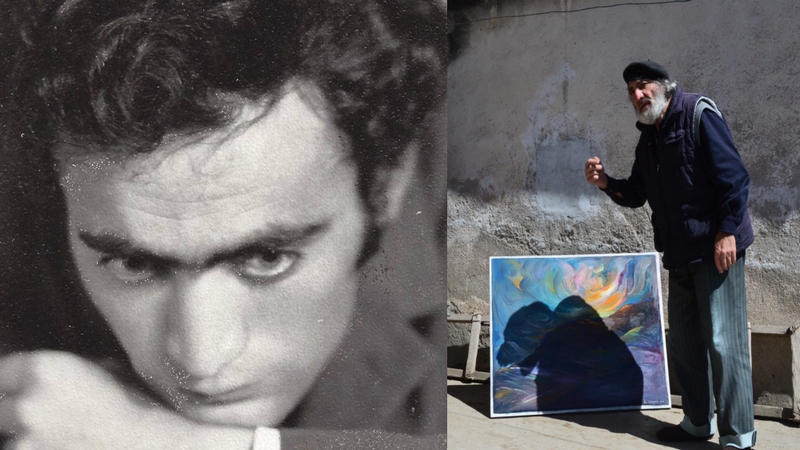 Поэт Виктор Овсепян и художник Гамлет Ароян со своими соотечественниками в 1992 году. Архив