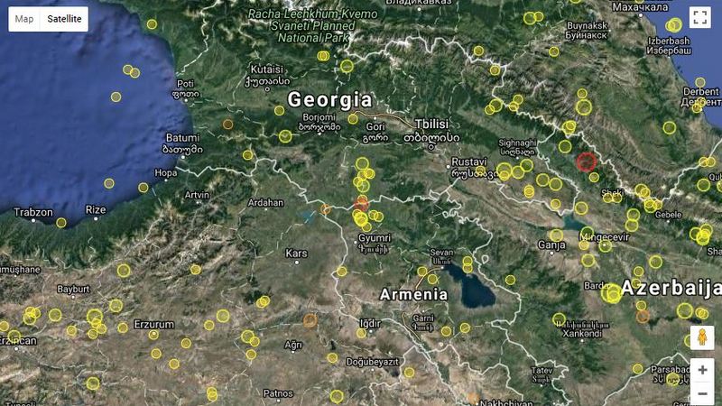 Эпицентр землетрясения находился в Армении, в 11-ти км от границы с Грузией