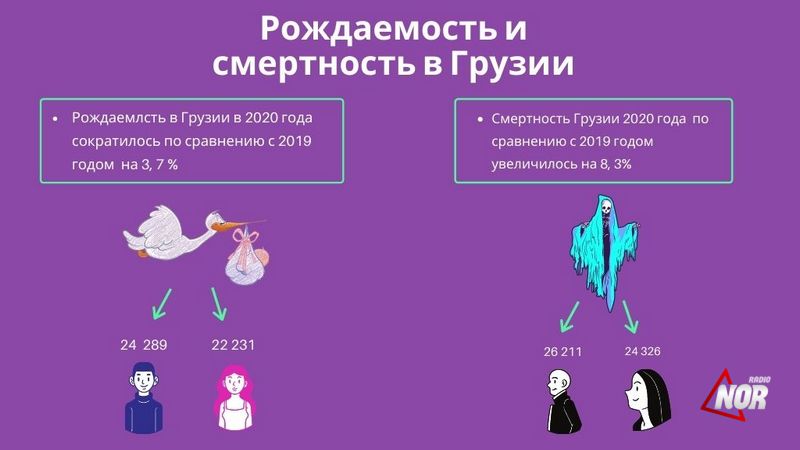 Статистика рождаемости и смертности в Грузии 2020 году\ инфографика